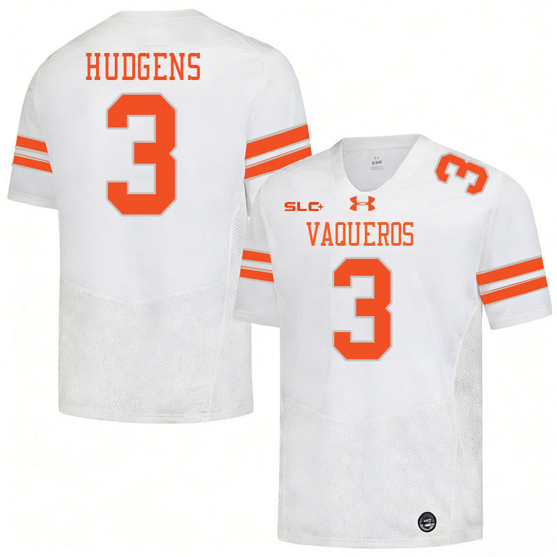 UT Rio Grande Valley Vaqueros #3 Logic Hudgens College Football Jerseys,Uniforms-White